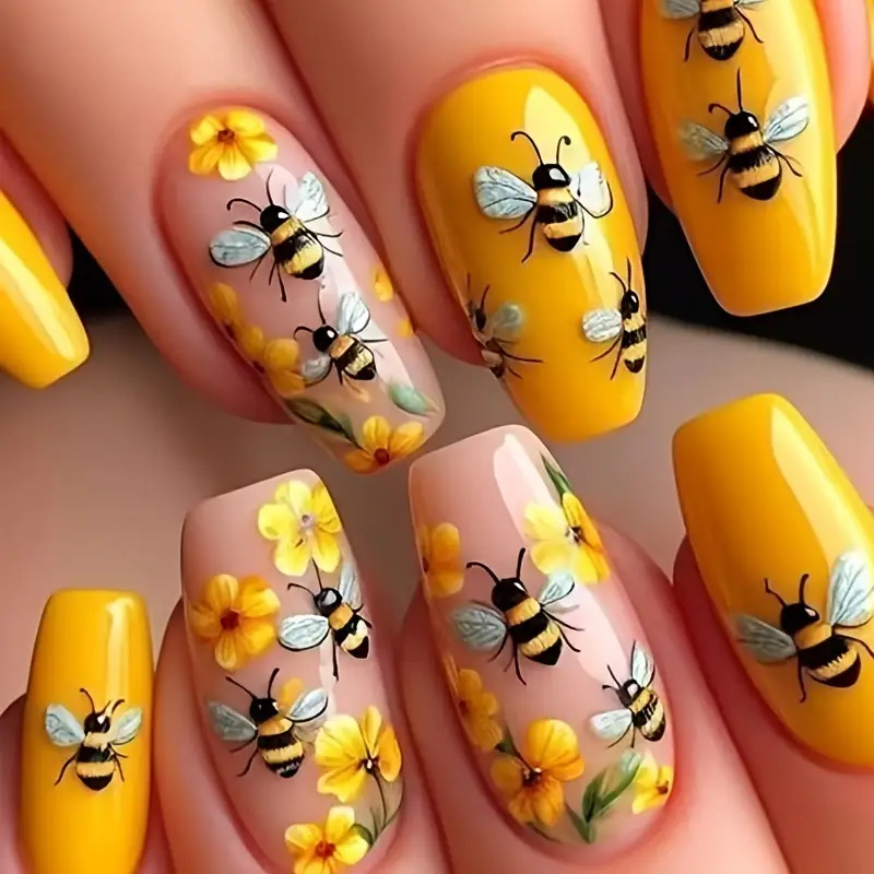 Nail Extension Tips - 24 قطعة/المجموعة/مجموعة أظافر صناعية متوسطة الطول