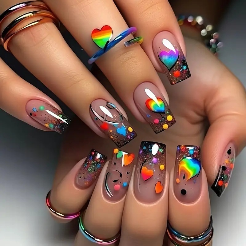 Nail Extension Tips - 24 قطعة/المجموعة/مجموعة أظافر صناعية مربعة متوسطة
