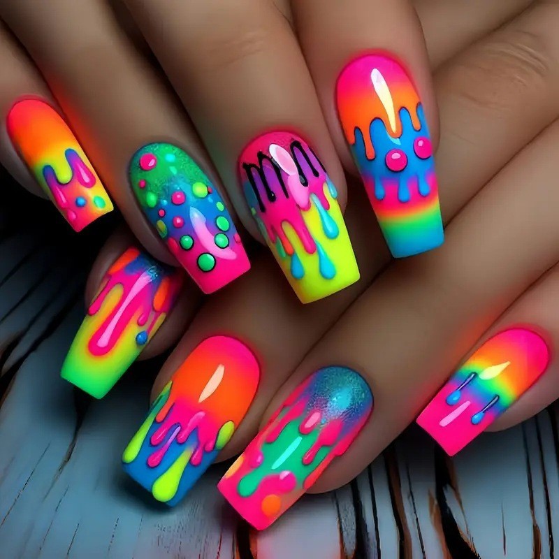Nail Extension Tips - 24 قطعة/المجموعة/مجموعة أظافر صناعية قصيرة متوسطة