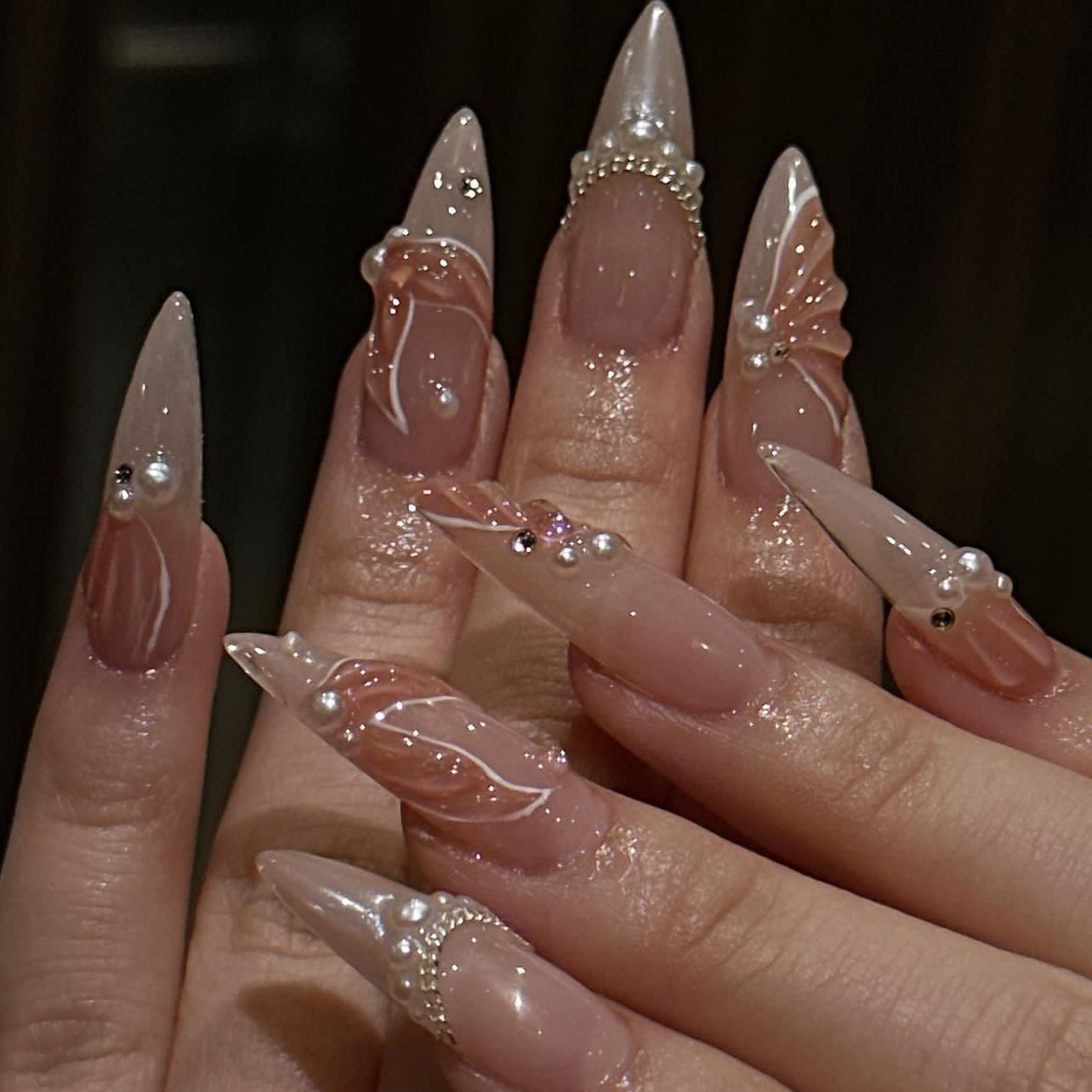 Nail Extension Tips - 24 قطعة حجر الراين الموضة اضغط