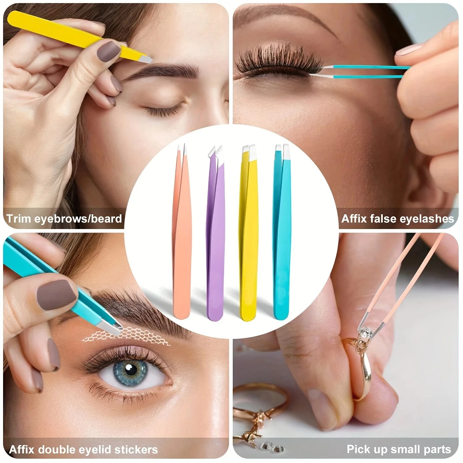 Beauty - Makeup - Eyes - ملقط حواجب ملون لإزالة الشعر الدقيق،