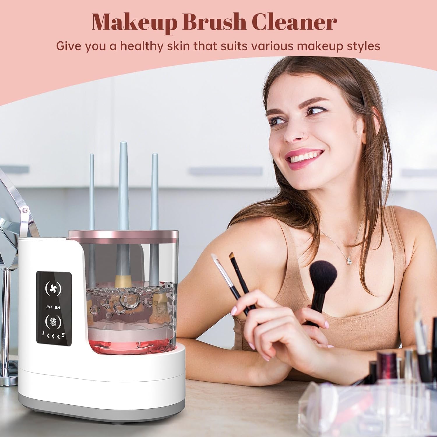 Beauty Makeup Products - آلة تنظيف فرش المكياج الدوارة الأوتوماتيكية