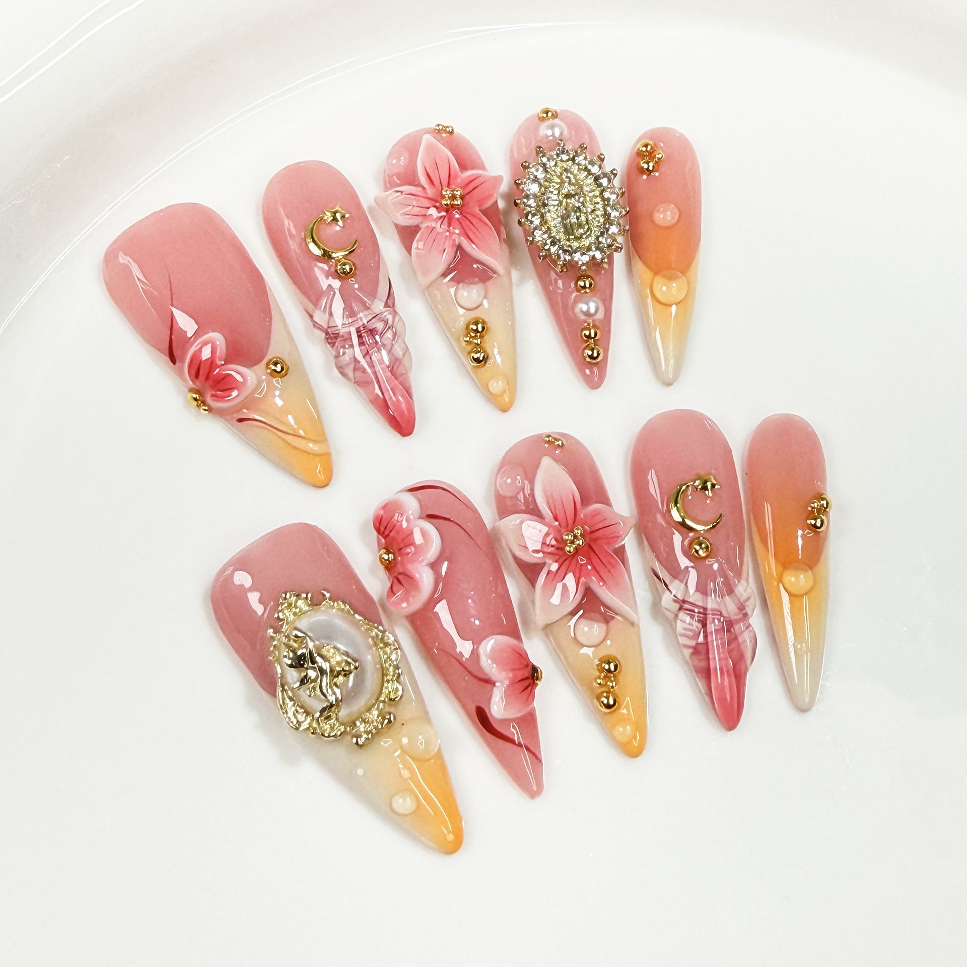 10 قطعة ريترو طويل خنجر وهمية  - مراجعة Nail Extension Tips وسعره