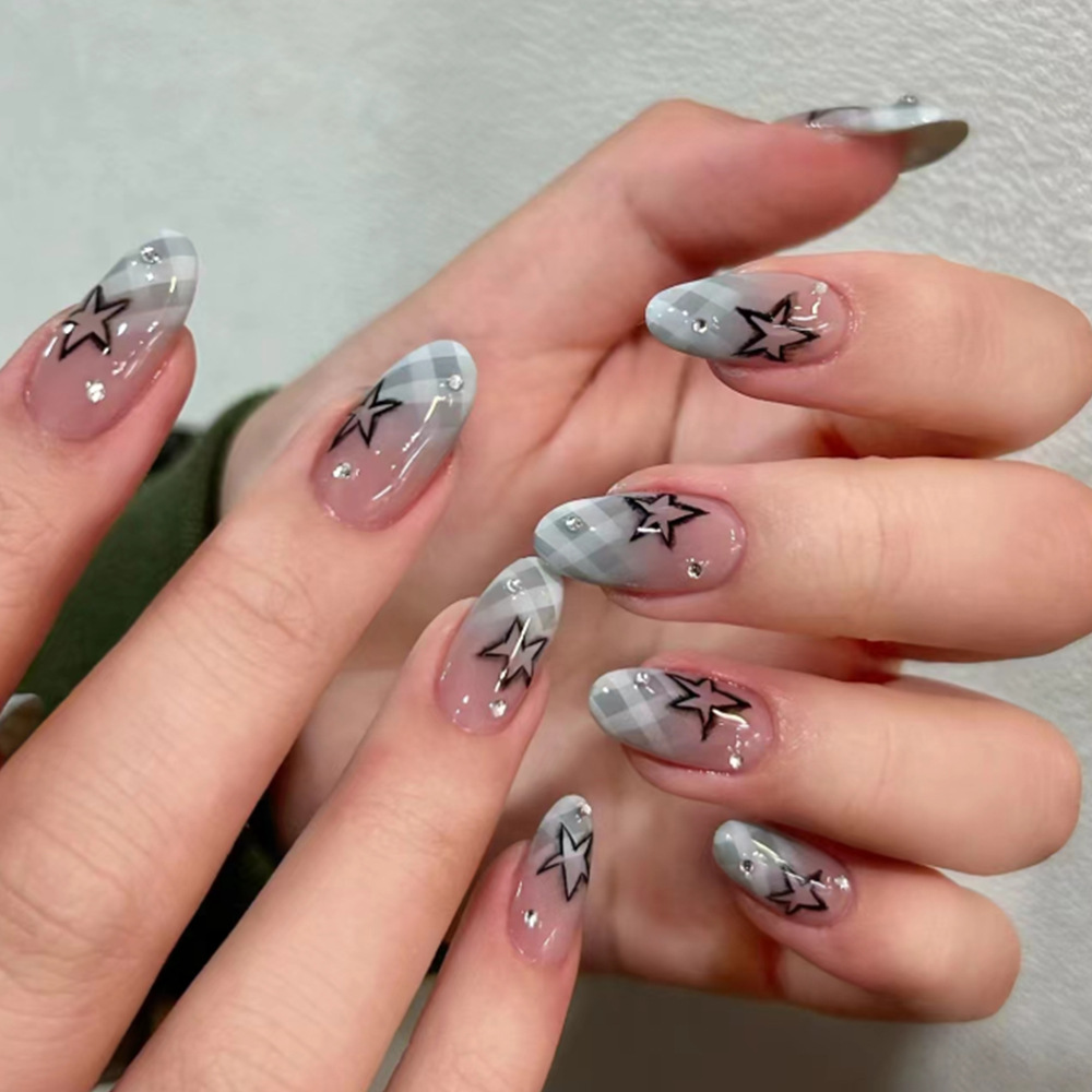 24 قطعة الأزرق منقوشة التدرج ا - مراجعة Nail Extension Tips وسعره