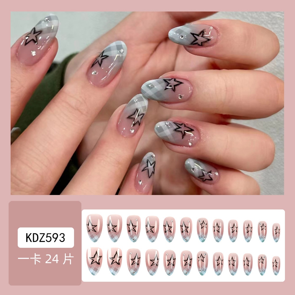 24 قطعة الأزرق منقوشة التدرج ا - مراجعة Nail Extension Tips وسعره